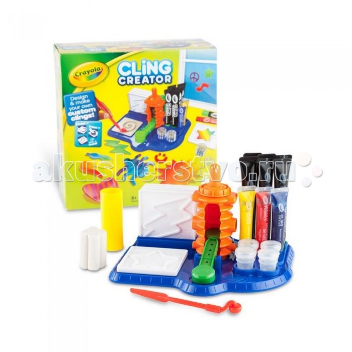 Crayola Набор для создания липучекНабор для создания липучек Crayola Набор для создания липучекНабор для создания липучекCrayola Набор для создания липучек Теперь дети смогут создавать собственные липучки. Принцип работы с данным набором довольно прост В баночку для смешивания заливается основа липучки Для удобства на банке отмечены два деления “А” и “Б”. Основа заливается до деления “А”. Затем добавляется краска в таком количестве, чтобы общий уровень жидкости дошел до деления “Б”. Баночка закрывается и начинается процесс смешивания. Можно конечно трясти банку руками. Но куда веселее использовать башню для смешивания из набора. Получившаяся жидкость заливается в одну из формочек. Застывает она примерно 15-20 минут. После этого получившуюся липучку можно извлекать. Удобнее всего это делать стеком, который также включен в комплект Готовую липучку можно прилепить почти к любой ровной поверхности. Ребенок может не ограничиваться красками из набора. Ведь их можно смешивать, получая новые цвета. Кроме того в набор включена глина, из которой можно создать новые формочки. В комплект входят: Подставка для хранения тюбиков, установки башни и фиксирования формочки Пять двухсторонних формочек Шесть тюбиков с основой для липучек Три тюбика с краской (Желтая, красная и синяя) Скалка Стек Глина - Четыре баночки Набор рекомендован для детей в возрасте от 8 лет.<br>