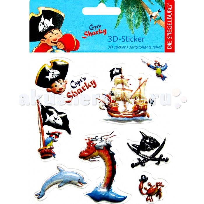 Spiegelburg Наклейки Captn Sharky 20417Наклейки Captn Sharky 20417 Spiegelburg Наклейки Captn Sharky 20417Наклейки Captn Sharky 20417Spiegelburg Наклейки Captn Sharky 20417 – это отличный выбор мальчикам, увлекающимся пиратами. В упаковке находится 8 объемных наклеек с изображениями капитана Шарки, его команды, пиратского флага, корабля и разных морских обитателей. Ими можно украсить школьный дневник, тетради и многие другие предметы. Немецкая компания Spiegelburg специализируется на детских товарах уже более 20 лет, это гарантирует высочайшее качество продукции и соответствие европейским стандартам.<br>