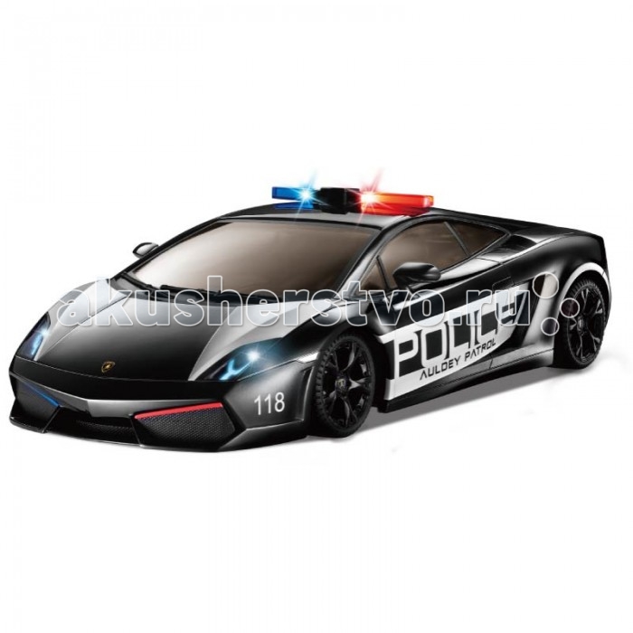 Auldey Машина на батарейках радиуоправляемая Lamborghini LP560-4 Gallardo PoliceМашина на батарейках радиуоправляемая Lamborghini LP560-4 Gallardo Police Auldey Машина на батарейках радиуоправляемая Lamborghini LP560-4 Gallardo PoliceМашина на батарейках радиуоправляемая Lamborghini LP560-4 Gallardo PoliceМашинка Auldey 1:28 Lamborghini LP560-4 Gallardo Police- это максимально приближенная к настоящему автомобилю Lamborghini, радиоуправляемая копия, масштабом 1:28. Машинка изготовлен по лицензии владельца бренда Lamborghini. Особенность автомобиля на р/у Auldey 1:28 Lamborghini LP560-4 Gallardo Police : светящиеся фары, стопы, сирена, оригинальный дизайн, безопасность использования. С этим радиоуправляемым автомобилем ребенок почувствует себя непревзойденным гонщиком! Эта машинка достаточно проста в обращении. Управление осуществляется при помощи функционального пульта, в виде пистолета. Курок управляет движением автомобиля вперед-назад. С помощью колесика на пульте, автомобиль поворачивает вправо-влево, что позволяет легко маневрировать. Движение: вперед, назад, влево, вправо. При движении автомобиля вперед - горят фары, сирена, при движении назад - сигналы стоп. Дальность действия пульта: около 12 метров. Скорость: обычная скорость 7 км/ч. Диапазон частоты: 40,685 мгц. Для работы необходимы батарейки: 2 АА для машинки, 2 АА для пульта р/у (в комплект не входят)<br>