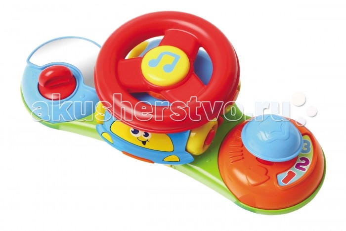 Музыкальная игрушка B kids Маленький водитель 2 в 1Маленький водитель 2 в 1 Музыкальная игрушка B kids Маленький водитель 2 в 1Маленький водитель 2 в 1B kids Игрушка музыкальная 2 в 1 Маленький водитель 003969B Музыкальная игрушка 2 в 1 «Маленький водитель» - это одновременно игровая панель на коляску и симпатичная машинка со съемным рулем на крыше. Довольно компактные размеры игровой панели никак не влияют на ее функционал: здесь есть и руль, и ключ зажигания, и переключатель скоростей, и безопасное зеркало, и трещотка. Если вы нажмете на кнопку в центре руля, зазвучит веселая музыка. Вы можете отделить машинку с рулем на крыше, и катать автомобиль отдельно. Кроме того, руль можно снять с крыши авто. С помощью пластиковых ремней панель можно закрепить как на коляске, так и на автокресле. Внимание: для работы игрушки вам потребуется 2 батарейки типа LR44. Они входят в комплект. Размеры панели: 25х11х9 см. Размеры руля: 11х10х7 см. Игрушка предназначена для детей старше 6 месяцев.<br>