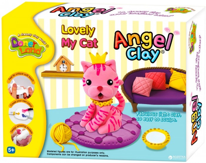 Angel Clay Масса для лепки Lovely my catМасса для лепки Lovely my cat Angel Clay Масса для лепки Lovely my catМасса для лепки Lovely my catAngel Clay Масса для лепки Lovely my cat AA07021 Творить с Angel Clay одно удовольствие - ангельская глина принимает любую текстуру, позволяя создавать детализированные фигурки. Ангельскую глину можно легко окрасить в любой цвет красителем на водной основе: фломастером, шариковой ручкой или гуашью. Для этого необходимо нанести немного красителя на глину и хорошо замесить ее как тесто. Застывшие детальки можно склеивать обычным канцелярским клеем. Когда ребенок вдоволь наиграется своей поделкой, ангельскую глину можно сбрызнуть водой и лепить из нее снова! Ангельская глина Angel Clay - новое слово в мире пластилинов!<br>