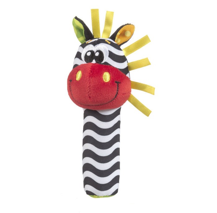 Погремушка Playgro Зебра пищалка 0183439Зебра пищалка 0183439 Погремушка Playgro Зебра пищалка 0183439Зебра пищалка 0183439Веселая игрушка – пищалка в виде Зебры от фирмы Playgro из мягкой ткани развеселит и развлечет малыша. Помимо забавного животного, внутри имеется пищалка, которая издает звуки при надавливании, это, безусловно, раззадорит малыша. Игрушка выполнена из разнофактурного материала, таким образом, малыш, играя, развивается, познает причинно-следственные связи, расширяет кругозор. Что важно, это удобная форма и размер ручки пищалки, ведь ребенок сам хочет брать и рассматривать игрушку.<br>