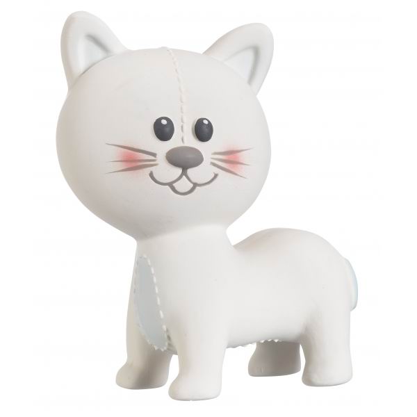 Развивающая игрушка Vulli Котенок Лазар 200323Котенок Лазар 200323 Развивающая игрушка Vulli Котенок Лазар 200323Котенок Лазар 200323Котенок Лазар – уникальная развивающая игрушка от производителя каучуковых игрушек №1 в мире, компании SAS VULLI. Благодаря участию в разработке игрушки ведущих французских педиатров, игрушка не только поможет малышу снять зуд с воспаленных десен, но и будет способствовать развитию 5 органов чувств ребенка! Осязание: мягкая поверхность SOFT TOUCH специально разработана для стимулирования осязания. Прикасаясь к игрушке малыш чувствует материал особой текстуры, который на подсознательном уровне напоминает ему нежную мамину кожу и успокаивает малыша, развивает тактильные ощущения. Стимулирование осязания крайне важно для ребенка – оно является основой для развития речи и способности выражать мысли в более позднем возрасте. Зрение: Контрастные цветные элементы на теле котенка научат малыша различать цвета, фокусировать зрение на мелких объектах разных форм и разовьют внимание, что поможет малышу успешнее познавать окружающий мир в дальнейшем. Слух: при нажатии на котенка, малыш услышит писк и будет учиться понимать причинно-следственную связь между действием (нажатием) и звуком. Мир звуков стимулирует поисковый рефлекс у ребенка, побуждающий изучать окружающий мир. Развитие поискового рефлекса крайне важно, ведь именно благодаря ему малыш учится принимать первые решения. Моторика и координация: Форма, плотность, выступающие части – были специально разработаны для массажа ладошек малыша. Играя с котенком, малыш будет стимулировать развитие нервных окончаний на кончиках пальцев и ладошках, научится хватать и сжимать окружающие предметы – разовьет хватательный рефлекс. Стимулирование нервных окончаний необходимо для развития нервных центров по всему телу малыша, особенно у мальчиков. Обоняние: умение различать и удерживать в памяти образы окружающих предметов и их запахи служит основой для развития долговременной памяти малыша. Смягчает боль в деснах в период прорезывания зубов: нежная текстура котенка, делает Лазара идеальной игрушкой для смягчения боли в деснах. Ушки и ножки имеют особую форму – малыш полюбит их жевать растущими зубами. Благодаря рельефным частям игрушки малыш сможет утолить естественный сосательный рефлекс – в результате он будет оставаться спокойным и счастливым в столь трудный период. Игрушка абсолютно безопасна для ребенка: при производстве используется только пищевая краска и 100% натуральный каучук (сок дерева Гевеи). Материал: 100% каучук. Размер котенка Лазара: 17 см. Размер упаковки: 8х17,2х12 см.<br>