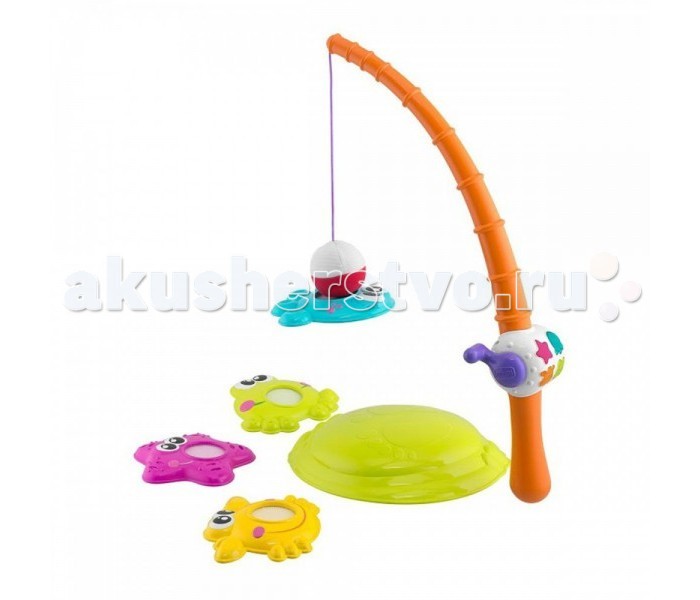 Chicco Игрушка РыбалкаИгрушка Рыбалка Chicco Игрушка РыбалкаИгрушка РыбалкаИгрушка развивает моторные навыки, баланс, координацию движений, восприятие звука, цвета и формы. Когда малыш ловит одну из четырех разноцветных рыбок, пластиковая удочка реагирует забавными звуками и световыми эффектами. Предлагается два электронных режима для обучения ребенка различению цветов и форм, а также 25 мелодий и разнообразные звуковые эффекты. Для работы нужны батарейки 2xAAA 1,5V (в комплект не входят).<br>