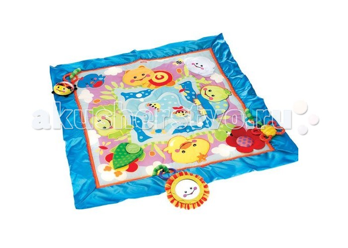 Развивающий коврик Fisher Price ИсследовательИсследователь Развивающий коврик Fisher Price ИсследовательИсследовательПять увлекательных игр развлекают и развивают малыша! Игровой коврик «Исследователь» станет неразлучным спутником вашего малыша практически с самого рождения. Это мягкое одеялко со съемными игрушками (божья коровка, бабочка-зубопрорезыватель, безопасное зеркало-солнышко). Удалив все съемные элементы, вы можете использовать игровой коврик в качестве походного одеяла во время поездок с ребенком. Развивает сенсорные навыки Мягкий цветок с текстурными лепестками, шуршащий листик для игры в ку-ку, шелковистая кайма и зеркало с солнышком развивают зрительные и тактильные навыки малыша. Развивает мелкую моторику Увлекательные и интересные игры для малыша, включая игрушку-грызунок Бабочку, погремушку Божью коровку и мягкое облачко. Есть дополнительные петли для перемещения и добавления новых игрушек. Предназначено для машинной стирки.<br>