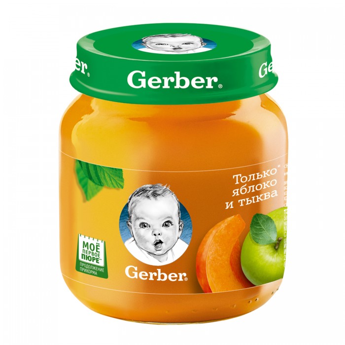Gerber Пюре Яблоко и тыква с 5 мес., 130 гПюре Яблоко и тыква с 5 мес., 130 г Gerber Пюре Яблоко и тыква с 5 мес., 130 гПюре Яблоко и тыква с 5 мес., 130 гGerber Пюре Яблоко и Тыква 5 мес., 130 г Фруктовое пюре вводится в рацион ребенка постепенно, начиная с 1/2 чайной ложки, увеличивая за 5-7 дней до 40 мл, позднее до 50 мл и к 1 году - до 100 мл в день. Фруктовое пюре Gerber Яблоко и тыква рекомендуется детям с 5 месяцев. Пюре богато витаминами и минеральными солями, пектином, способным выводить из организма токсические вещества. Содержит органические кислоты и клетчатку, благоприятно воздействующую на работу кишечника. Срок введения прикорма рекомендован в соответствии с методическими указаниями Минздрава РФ. Фруктовое пюре рекомендуется добавлять в один из приемов пищи после основного питания. Так же, как и при введении любого другого прикорма, после введения фруктового пюре в рацион необходимо пристально наблюдать за реакцией малыша на прикорм - следить за состоянием кожи и стулом. При появлении сыпи или жидкого стула следует отменить продукт и посоветоваться с врачом. Состав: пюре из яблок (56,65%), пюре из тыквы (26,7%), яблочный сок (16,6%), витамин С. Без добавления консервантов, красителей и искусственных добавок Без добавления сахара, соли, крахмала Пищевая ценность на 100 г: Углеводы - 8,7 г Белки - 0,6 г Жиры - 0,3 г Витамин С - не менее 25 мг Калорийность - 40 ккал/167 кДж Срок хранения: 2 года Хранить при температуре от 0 до 25°С После вскрытия банку хранить в холодильнике не более суток. Идеальной пищей для грудного ребенка является молоко матери. Всемирная организация здравоохранения рекомендует исключительно грудное вскармливание в первые шесть месяцев и последующее введение прикорма при продолжении грудного вскармливания. Компания Нестле поддерживает данную рекомендацию. Для принятия решения о сроках и способе введения данного продукта в рацион ребенка необходима консультация специалиста. Возрастные ограничения указаны на упаковке товаров в соответствии с законодательством РФ.<br>