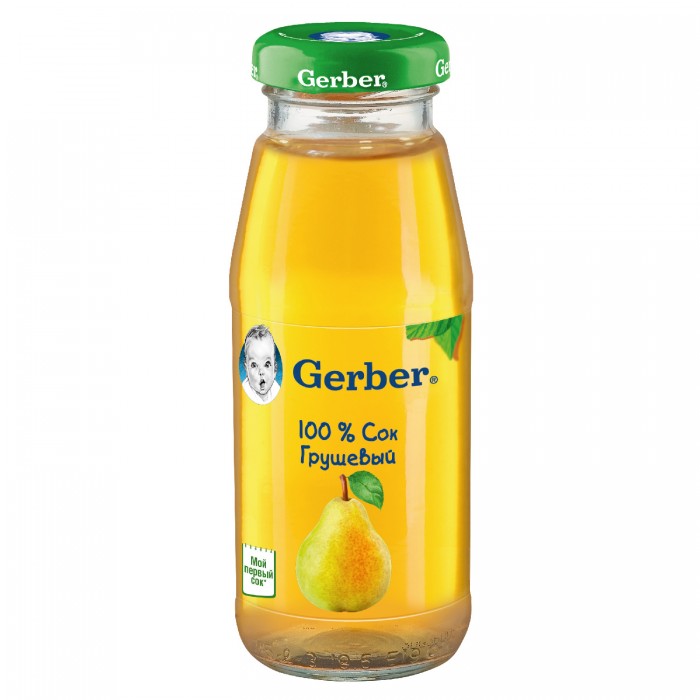 Gerber Сок Грушевый осветленный с 4 мес., 175 млСок Грушевый осветленный с 4 мес., 175 мл Gerber Сок Грушевый осветленный с 4 мес., 175 млСок Грушевый осветленный с 4 мес., 175 млGerber Сок Грушевый 4 мес., 175 мл Осветленный сок Gerber Груша содержит пектин в большом количестве. Богатые бета-каротином, фолиевой кислотой и витамином С груши являются еще и источниками витаминов В1, В2, В3, В5 и В6. Часто отвар из груш и грушевый сок применяется при запорах. Сок грушевый для детей с 4-x месяцев в соответствии с законодательством РФ. ВОЗ рекомендует исключительно грудное вскармливание в первые шесть месяцев и последующее введение прикорма при продолжении грудного вскармливания. Gerber поддерживает данную рекомендацию. Проконсультируйтесь с педиатром, когда вводить в рацион Вашего ребенка пюре и соки, подходящие для первого прикорма. Состав: Восстановленный грушевый сок (99,98%), витамин С. Пищевая ценность на 100 г: Углеводы - 12,3 г Белки - 0,3 г Витамин C - не менее 25 мг Калорийность - 52 ккал/218 кДж Срок хранения: 18 месяцев Хранить при температуре от 0 до 25°С После вскрытия банку хранить в холодильнике не более суток. Без добавления консервантов, красителей и искусственных добавок. Без добавления сахара, соли, крахмала. Улучшает аппетит. Идеальной пищей для грудного ребенка является молоко матери. Всемирная организация здравоохранения рекомендует исключительно грудное вскармливание в первые шесть месяцев и последующее введение прикорма при продолжении грудного вскармливания. Компания Нестле поддерживает данную рекомендацию. Для принятия решения о сроках и способе введения данного продукта в рацион ребенка необходима консультация специалиста. Возрастные ограничения указаны на упаковке товаров в соответствии с законодательством РФ.<br>