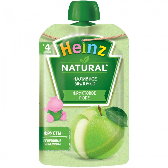 Heinz Пюре Наливное яблочко с 4 мес., 100 г (пауч)Пюре Наливное яблочко с 4 мес., 100 г (пауч) Heinz Пюре Наливное яблочко с 4 мес., 100 г (пауч)Пюре Наливное яблочко с 4 мес., 100 г (пауч)Heinz Пюре Наливное яблочко 4 мес., 100 г (пауч) Яблоко — кладовая витаминов и минералов, стимулирует выработку пищеварительных элементов и повышает аппетит. Пюре дополнительно обогащено витамином С, который помогает организму всасывать необходимое количество железа. Органические кислоты (аскорбиновая и фолиевая кислоты), способствующие усвоению железа. Природные углеводы стимулируют выработку пищеварительных ферментов и повышают аппетит, укрепляющим иммунную систему. Пюре изготовлено из зеленых сортов яблок, менее аллергенных, чем красные и желтые плоды, поэтому рекомендуется в качестве первого прикорма. Продукт рекомендован для детей старше 4 месяцев. Введение нового блюда начинайте с 1 чайной ложки, постепенно доводя порцию до возрастной нормы. Нужное количество подогреть, не добавляя сахара. Не разогревать повторно. Состав: яблочное пюре (100%) сок яблочный концентрированный сок лимонный концентрированный витамин С. Без добавления консервантов, красителей и искусственных добавок. Не содержит сахар и крахмал, ГМО.<br>