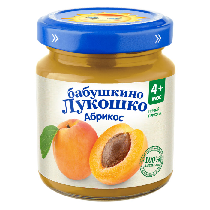 Бабушкино лукошко Пюре Абрикос с 4 мес., 100 гПюре Абрикос с 4 мес., 100 г Бабушкино лукошко Пюре Абрикос с 4 мес., 100 гПюре Абрикос с 4 мес., 100 гБабушкино лукошко Пюре Абрикос с 4 мес., 100 г Абрикос богат сахарами, тиамином, каротином, рибофлавином, пектинами, витаминами В1, В2, РР, С, провитамином А, никотиновой кислотой, а также содержит минералы – кальций, калий, магний, серу, натрий, кремний, йод, фосфор, железо, цинк, медь. Продукт рекомендован для детей старше 4 месяцев. Пюре вводится в рацион ребенка постепенно, начиная с 1 чайной ложки, увеличивая за 5-7 дней до 60-100 г в день. Закрытая баночка хранится 18 месяцев при температуре от 2ºC до 25ºC. Открытую банку хранить в холодильнике не более 24 часов. Состав: абрикосовое пюре Без добавления консервантов, красителей и искусственных добавок.<br>