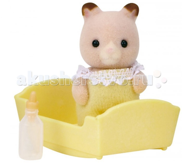 Sylvanian Families Игровой набор Малыш ХомячокИгровой набор Малыш Хомячок Sylvanian Families Игровой набор Малыш ХомячокИгровой набор Малыш ХомячокМаленький хомяк из набора Sylvanian Families «Малыш хомячок» выглядит просто очаровательно в своем желтом комбинезончике. Комбинезон застегивается на липучку, его легко снять и надеть снова. Хомячок очень похож на своих родителей: такие же глазки-бусинки и бархатистая шерстка. Малыш хомячок любит спать в своей уютной кроватке. А бутылочка с соской не даст ему проголодаться. Замечательный малыш ждет, чтобы его покормили и уложили спать! В набор Sylvanian families Малыш Хомячок входит: Малыш (4 см), бутылочка, колыбелька. Вся одежда легко снимается, ее можно стирать. Фигурки зверушек выполнены из приятного бархатистого материала, их можно купать. Головы и лапки двигаются, что делает игру еще более правдоподобной, сзади хвостики. Как и другие игровые наборы Sylvanian Families этот набор развивает у ребенка чувство ответственности и заботы, формирует представление о семейных ценностях. Сказочный мир игровых наборов Sylvanian Families разнообразен - это всевозможные зверюшки, у каждого из которых есть собственный дом, семья, работа. Состав семей в игровых наборах Sylvanian Families не ограничивается стандартным «папа, мама, ребенок», здесь есть даже бабушки и дедушки. Герои игровых наборов Sylvanian Families разнообразны: кролики, еноты, медведи, мыши, ежи, белки и многие другие. Однако разнообразием героев мир игрушек Sylvanian Families не ограничивается. Дома, предметы мебели, игрушечная еда и многие другие аксессуары представлены в ассортименте игрушек Sylvanian Families.<br>