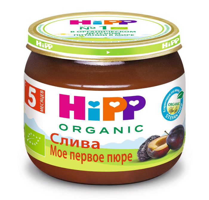 Hipp Пюре Слива с 4 мес., 80 гПюре Слива с 4 мес., 80 г Hipp Пюре Слива с 4 мес., 80 гПюре Слива с 4 мес., 80 гПюре Hipp сливовое обогащено витамином С. Слива богата минералами: калием, кальцием, натрием, фосфором, магнием, хромом, цинком, йодом, марганцем, медью, фтором, витаминами: провитамином А, витаминами В1, В2, В6, РР, С и Е, белками, углеводами, пищевыми волокнами, органическими кислотами. Особенно много в сливе витамина Р, способствующих укреплению стенок кровеносных сосудов. Cливы обладают мягким слабительным действием на организм и помогают при запорах, плохом аппетите. Состав: пюре сливовое (органический продукт), вода, сахар, мука рисовая грубого помола, крахмал рисовый, витамин С Характеристики: рекомендуемый возраст: с 4 месяцев изготовлено из органических компонентов не содержит генетически модифицированных организмов не содержит красителей, консервантов, искусственных ароматизаторов слабит стул<br>