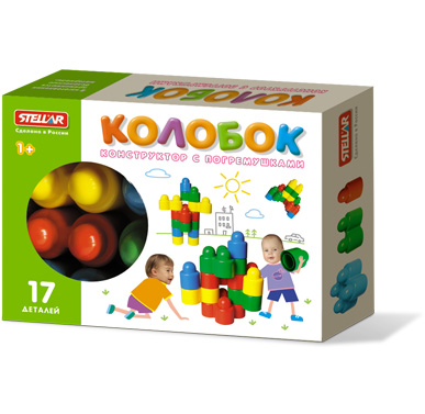 Конструктор Стеллар Колобок (17 деталей)Колобок (17 деталей) Конструктор Стеллар Колобок (17 деталей)Колобок (17 деталей)Конструктор с погремушками Колобок предназначен для игр детей с 1 до 6 лет. Манипуляции с набором деталей тренируют мышление ребенка, развивают пространственное воображение, способствуют формированию математического понятия часть и целое. Большое количество самых разных комбинаций для сборки поддерживает интерес к игре, развивает усидчивость и упорство. Наличие в деталях конструктора погремушек, превращает любую сборку в еще более захватывающее и увлекательное приключение. Самостоятельно собранная забавная фигурка или башенка обеспечивает ребенку психоэмоциональную удовлетворенность, повышает уверенность в себе и своих силах. Игра совершенствует: мелкую моторику рук, общую моторику, воображение, фантазию. Способствует развитию у ребенка усидчивости и упорства. Повышает самооценку и уверенность. Положительно влияет на эмоционально-психологическое состояние малыша. Материал: полипропилен. Вид упаковки: коробка. Размеры игрушки в упаковке (длина, ширина, высота): 34 х 24,5 х 6,5см. Упаковка: картонная коробка в термоусадочной плёнке .<br>