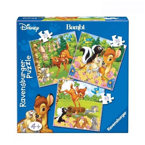 Ravensburger Пазл 3-в-1 Бэмби 1х25, 1х36, 1х49 элементовПазл 3-в-1 Бэмби 1х25, 1х36, 1х49 элементов Ravensburger Пазл 3-в-1 Бэмби 1х25, 1х36, 1х49 элементовПазл 3-в-1 Бэмби 1х25, 1х36, 1х49 элементовПаззл Ravensburger: От частицы к частице – всё высшее качество Отсутствие двух одинаковых деталей обеспечено использованием вручную изготовленного инструментария Частицы идеально соединяются Матовая поверхность исключает неприятные отблески Прочные детали не ломаются Изготовлено из экологического сырья Количество деталей: 110 В комплекте 3 паззла: 1х25 эл, 1х36 эл и 1х49 элементов Материал: картон и бумага, части устойчивы к сгибанию<br>