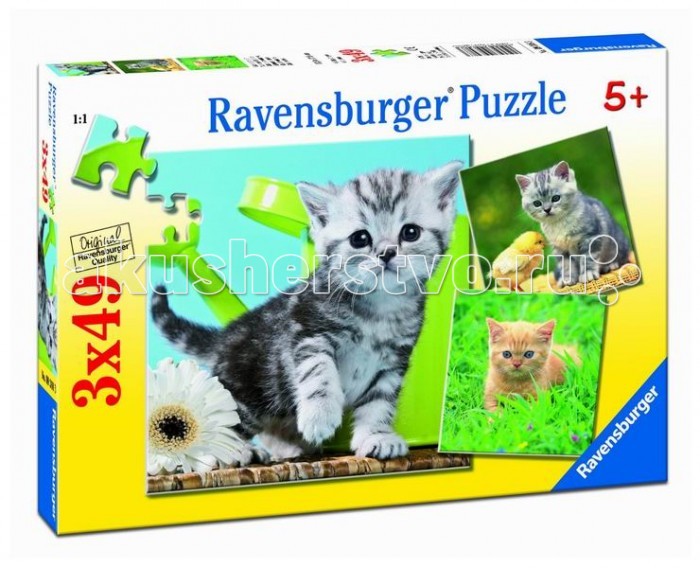 Ravensburger Пазл Отважный котенок 3х49 элементовПазл Отважный котенок 3х49 элементов Ravensburger Пазл Отважный котенок 3х49 элементовПазл Отважный котенок 3х49 элементовПаззл Ravensburger: От частицы к частице – всё высшее качество Отсутствие двух одинаковых деталей обеспечено использованием вручную изготовленного инструментария Частицы идеально соединяются Матовая поверхность исключает неприятные отблески Прочные детали не ломаются Изготовлено из экологического сырья Количество деталей паззла: 147 Размер картинки: 18х18 см Материал: картон и бумага, части устойчивы к сгибанию<br>