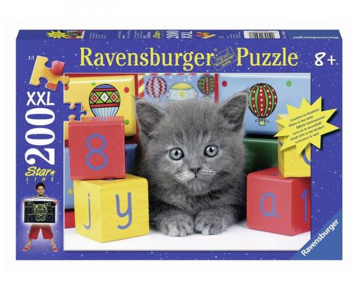 Ravensburger Пазл светящийся Котенок с кубиками 300 штПазл светящийся Котенок с кубиками 300 шт Ravensburger Пазл светящийся Котенок с кубиками 300 штПазл светящийся Котенок с кубиками 300 штПаззл Ravensburger: От частицы к частице – всё высшее качество Отсутствие двух одинаковых деталей обеспечено использованием вручную изготовленного инструментария Контуры изображения светятся в темноте желтоватым светом Частицы идеально соединяются Матовая поверхность исключает неприятные отблески Прочные детали не ломаются Изготовлено из экологического сырья Количество деталей паззла: 300 Размер картинки: 36х49 см Материал: картон и бумага, части устойчивы к сгибанию<br>