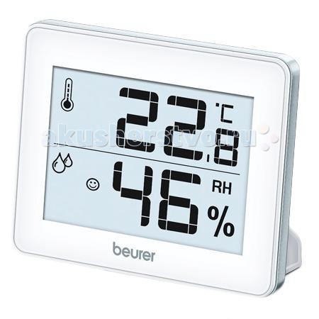 Термометр Beurer HM16 гигрометрHM16 гигрометр Термометр Beurer HM16 гигрометрHM16 гигрометрЦифровой термогигрометр Beurer HM16 измеряет не только температуру и влажность воздуха, но и сохраняет максимальное и минимальное из измеренных значений. Прибор может быть повешен на стену или установлен на стол. Отличительные особенности: Стильный дизайн и большой дисплей (7.4 х 5 см) Индикация смайликов в зависимости от температуры и влажности Отверстие для подвешивания Выдвижная настольная подставка Измерение и отображение температуры и влажности воздуха Переключатель °C, °F выбор шкалы по Цельсию или Фаренгейту для измерения температуры. Кнопка Max/Min отображение максимальной/минимальной температуры и влажности воздуха Технические характеристики: Диапазон измерения: - температура: от 0° до +50° С (точность: ±1° С) - влажность от 20% до 95% Размер дисплея: 7.4 х 5 см Размер прибора: 10х8х1.2 см Питание: батарейка CR2025 Комплектация: Метеостанция Beurer HM16 Инструкция по применению Производитель:Beurer GmbH , Германия<br>
