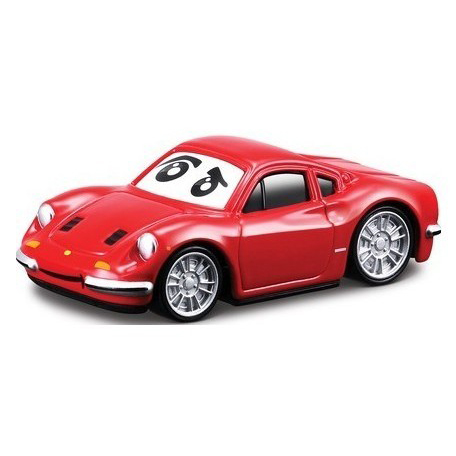 Bburago Машина Kids Ferrari Dino 246 GT с окошкомМашина Kids Ferrari Dino 246 GT с окошком Bburago Машина Kids Ferrari Dino 246 GT с окошкомМашина Kids Ferrari Dino 246 GT с окошкомМашина KIDS Bburago Ferrari Dino 246 GT – игрушечная модель автомобиля с глазами на лобовом стекле Особенности: Игрушка яркая, красочная, с полной детализацией оригинальной модели автомобиля Феррари. Весь внешний вид оформлен так, что передняя часть похожа на лицо серьезного мужчины, как в любимом мультфильме детей «Тачки». Корпус автомобиля выполнен литым способом, что увеличивает прочность машинки. Колеса имеют резиновые покрышки с протекторами, что позволяет игрушке плавно скользить по поверхности во время игры. С машинкой можно просто играть или собрать целую коллекцию моделей компании Bburago, чтобы получился настоящий автопарк, с которым можно разыграть целые сцены из любимого мультфильма. Игрушка выполнена из высококачественного металла и пластика. Детали и края аккуратно обработаны.<br>