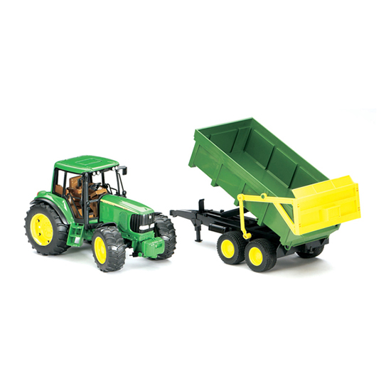 Bruder Трактор John Deere 6920Трактор John Deere 6920 Bruder Трактор John Deere 6920Трактор John Deere 6920Трактор Bruder John Deere 6920 создан в тех же пропорциях, которыми обладает реальная техника с соблюдением масштаба 1 к 16. Особенности: Он оснащен амортизатором на передней оси, фаркопом и системой для закрепления передних и задних навесных механизмов. Кузов прицепа откидывается и может быть зафиксирован в разных положениях. В стандартную комплектацию входит: трактор и прицеп-самосвал. К этому основному силовому агрегату подходит большое количество различных дополнений и аксессуаров.<br>