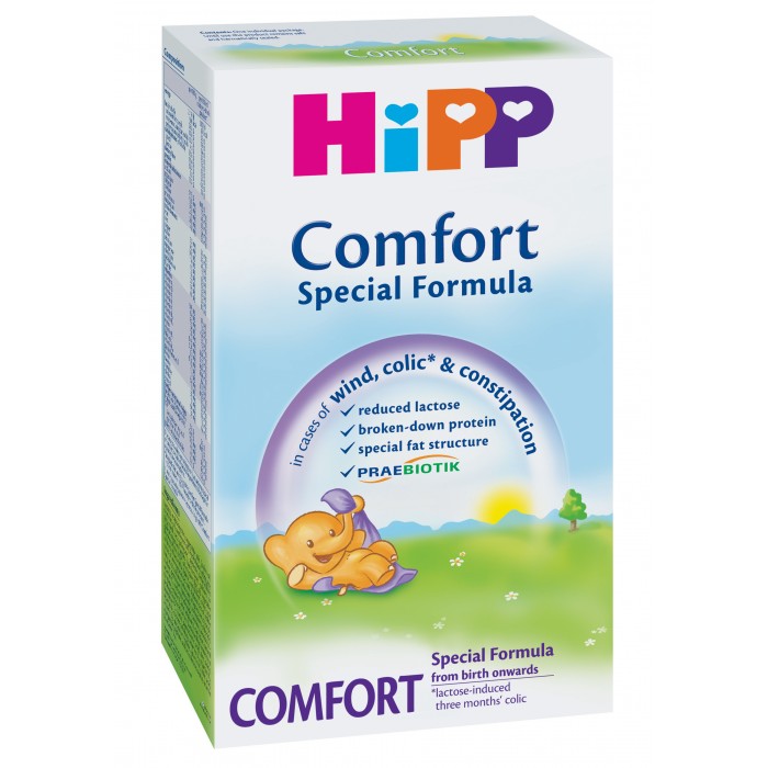 Hipp Молочная смесь Comfort с 0 мес., 300 гМолочная смесь Comfort с 0 мес., 300 г Hipp Молочная смесь Comfort с 0 мес., 300 гМолочная смесь Comfort с 0 мес., 300 гМолочная сухая смесь HiPP Comfort для питания малышей с их первого дня жизни в случае отсутствия или недостаточности грудного молока у мамы. Подходит как для основного, так и для смешанного питания. По своему составу и полезным свойствам смесь Comfort максимально приближена к грудному материнскому молоку. Эта молочная смесь с пониженным содержанием лактозы и белка - особо рекомендована детишкам для нормализации стула, особенно при запорах и имеющим незначительный проблемы с желудочно-кишечным трактом: вздутия и колики надмерное газообразование В состав смеси входят полезные пребиотики и пробиотики, для поддержания необходимой микрофлоры кишечника, необходимые для полноценного развития головного мозга жирные кислоты Омега 3 и Омега 6 и немаловажные для развития витамины и микроэлементы. Необходима консультация специалистов. Молочная смесь предназначена для питания детей с рождения.<br>