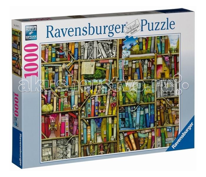 Ravensburger Пазл Книжная лавка 1000 элементовПазл Книжная лавка 1000 элементов Ravensburger Пазл Книжная лавка 1000 элементовПазл Книжная лавка 1000 элементовПаззл Ravensburger: От частицы к частице – всё высшее качество Отсутствие двух одинаковых деталей обеспечено использованием вручную изготовленного инструментария Частицы идеально соединяются Матовая поверхность исключает неприятные отблески Прочные детали не ломаются Изготовлено из экологического сырья Количество деталей паззла: 1000 Размер картинки: 70х50 см Материал: картон и бумага, части устойчивы к сгибанию<br>