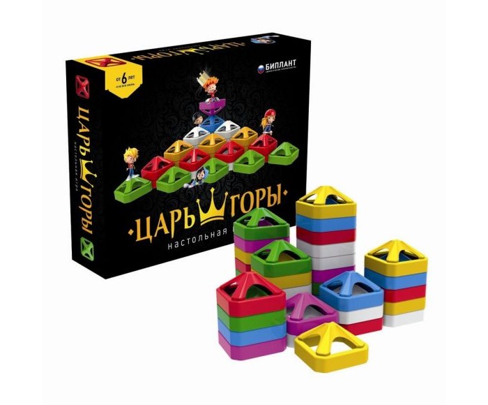 Биплант Настольная игра Царь горыНастольная игра Царь горы Биплант Настольная игра Царь горыНастольная игра Царь горыНастольная игра Царь горы Биплант 10040. Новая командная игра с оригинальными игровыми фишками. В игре всего 36 фишек разделенных на 6 цветов. Нужно переставлять фишки друг на друга так, чтобы фишка с твоим цветом оказалась выше остальных фишек соперника. Выигрывает тот игрок или команда, чья фишка оказалась выше всех. Игра логическая, азартная, увлекательный и захватывающий поединок, от которого не оторвать ни взрослых ни детей! Игра для детей от 6 лет и на всю жизнь. В игре могут участвовать от 2 до 6 человек.<br>