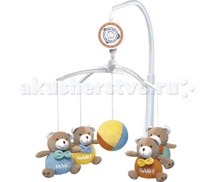 Мобиль Baby Mix Мишки в бабочкахМишки в бабочках Мобиль Baby Mix Мишки в бабочкахМишки в бабочкахМобиль Мишки в бабочках - это яркая музыкальная каруселька на кроватку, с которой малыш никогда не будет скучать. Симпатичные игрушки, медленное вращение игрушек, приятная музыка, возможность подсветки - вот отличительные черты этой игрушки. Особенности: музыкальное сопровождение карусельки ребенок учится следить за подвесными игрушками у малыша активно и в максимально естественной форме развивается зрение кроха получает представление о пространственном положении предметов музыкальное сопровождение развивает слух ребенка разно-фактурные элементы помогут развить мелкую моторику и сенсорику<br>