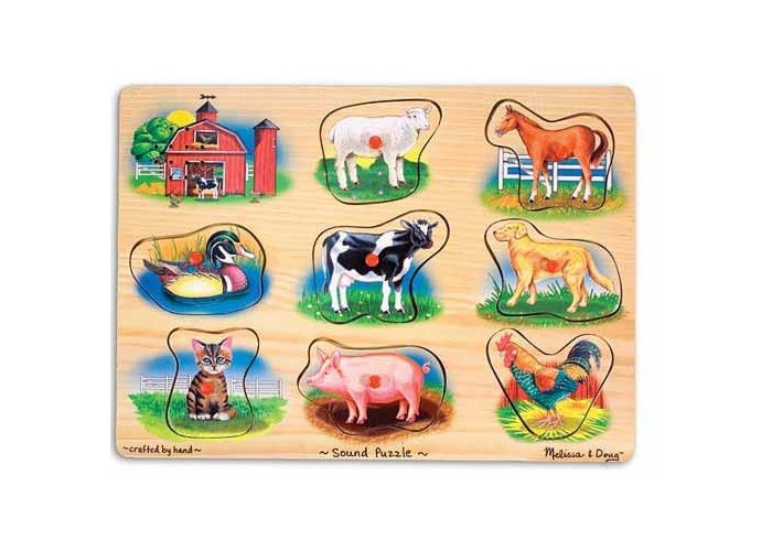 Melissa & Doug Пазл со звуком ФермаПазл со звуком Ферма Melissa & Doug Пазл со звуком ФермаПазл со звуком ФермаПазл со звуком Melissa & Doug Ферма помогут вашему ребенку без особого труда собрать их правильно. Достаточно разместить выбранный элемент на свое место, как зазвучит голос соответствующего животного.<br>