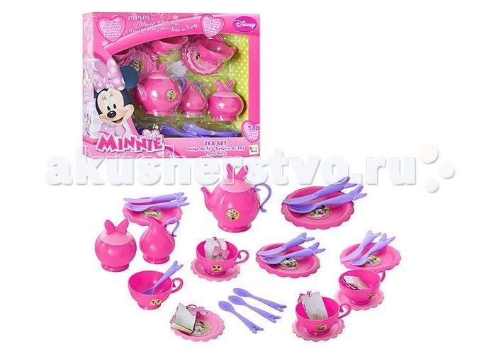 IMC toys Disney Набор посуды MinnieDisney Набор посуды Minnie IMC toys Disney Набор посуды MinnieDisney Набор посуды MinnieIMC toys Disney Набор посуды Minnie превратит каждое кукольное чаепитие в праздник и очень понравится вашей малышке. Посуда оформлена изображениями героев из любимого мультфильма. В наборе Ваша малышка найдет всё, что нужно для дружеского чаепития: чашки, ложки, маленькие и большие тарелочки, вилки, ножи, чайные пакетики, сахарницу, молочный кувшин и чайник.<br>