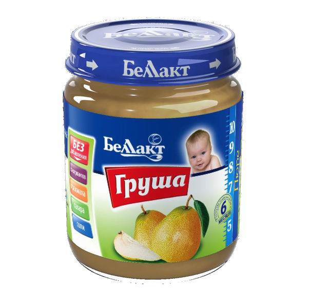 Беллакт Пюре Груша с 6 мес., 100 гПюре Груша с 6 мес., 100 г Беллакт Пюре Груша с 6 мес., 100 гПюре Груша с 6 мес., 100 гДетское пюре Беллакт Груша 100 г. для детей с 6 мес. Груша - богата сахарами (6.2-15%), много клетчатки (до 2.6%), которая усиливает перистальтику кишечника, улучшает секреторную деятельность пищеварительных желез, способствует выводу холестерина, нормализует деятельность кишечной микрофлоры. В грушах мало органических кислот (2.7%), преобладает яблочная кислота, лимонной значительно меньше. Из минеральных веществ содержатся преимущественно соли калия, имеется небольшое количество витамина С и других витаминов. Достаточно фолиевой кислоты, играющей большую роль в кроветворении. Без добавления: консервантов крахмала сахара соли Состав: груша Пищевая ценность в 100 г продукта: Углеводы, г - 19.3 Белок, г - 0.4 Жир, г - 0 Энергетическая ценность, ккал - 38.0 Рекомендуется детям с 6 месяцев, начиная с 0.5 чайной ложки в день, увеличивая к году до 100 г в день. Срок хранения: 2 года<br>