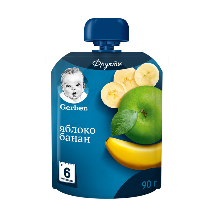 Gerber Пюре Яблоко банан с 6 мес. 90 гПюре Яблоко банан с 6 мес. 90 г Gerber Пюре Яблоко банан с 6 мес. 90 гПюре Яблоко банан с 6 мес. 90 гGerber Пюре Яблоко банан в новой мягкой и практичной упаковке имеет уникальный яблочно-банановый состав, подходит детям с 6-ти месяцев. Особенности: Яблоки богаты природными сахарами, органическими кислотами, витаминами и микроэлементами. Железо в сочетании с витамином С хорошо всасывается в кишечнике, способствуя профилактике анемии Бананы имеют сбалансированный витаминный состав. В них содержится большое количество витаминов Е и С, а количество витамина В6 составляет не менее четверти рекомендованной ежедневной дозы Состав: пюре из яблок, пюре из бананов, сок лимонный концентрированный, витамин С. Идеальной пищей для грудного ребенка является молоко матери. Продолжайте грудное вскармливание как можно дольше после введения прикорма. Необходима консультация специалиста.<br>