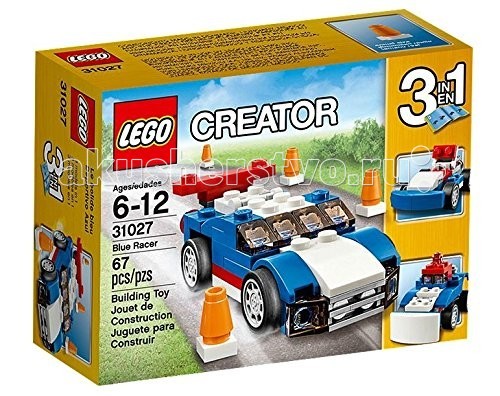 Конструктор Lego Creator 31027 Лего Криэйтор Синий гоночный автомобильCreator 31027 Лего Криэйтор Синий гоночный автомобиль Конструктор Lego Creator 31027 Лего Криэйтор Синий гоночный автомобильCreator 31027 Лего Криэйтор Синий гоночный автомобильКонструктор Lego Creator 31027 Лего Криэйтор Синий гоночный автомобиль собирается из 67 деталей. Прокатись на элегантной синей гоночной машине! Проверь свое водительское мастерство, лавируя на высокой скорости между оранжевыми дорожными конусами. Автомобиль отличается броским сине-бело-красным цветом, крепкими выхлопными трубами, современными колесными дисками под металл и изящной панелью заднего спойлера, открыв которую видишь выполненный в деталях двигатель. Когда покончишь с гонками, переделай эту машину в мощный снегоочиститель с подвижным снегоуборочным ковшом или отличный багги с потрясающей детализацией заднего двигателя. 3 варианта: гоночная машина, багги, снегоочиститель У каждой модели подвижные части. Количество деталей: 67 шт.<br>