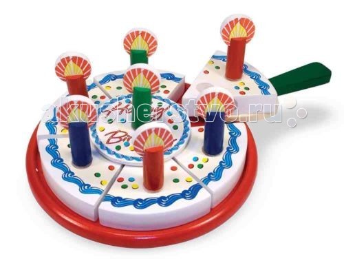 Деревянная игрушка Melissa & Doug Готовь и играй День рожденияГотовь и играй День рождения Деревянная игрушка Melissa & Doug Готовь и играй День рожденияГотовь и играй День рожденияДеревянная игрушка Melissa & Doug Готовь и играй День рождения - поможет Вашему малышу обычный день превратить в настоящий праздник. Устройте праздник с тортом, разрежьте его на несколько частей, поставьте свечи и угостите друзей. В этот красочный набор входит 34 части: круглый поднос для торта, шесть готовых кусочков торта, различные украшения, съемные свечи, лопаточка и нож. Все аккуратно хранится в деревянном ящике. Разрезание торта сопровождается соответствующим звуковым эффектом.<br>