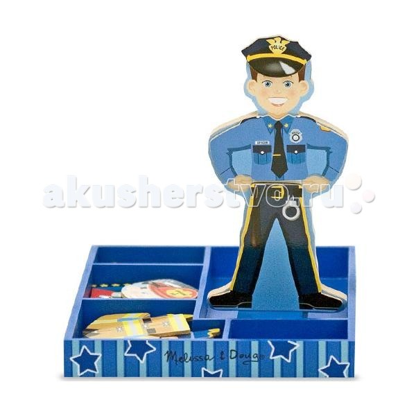 Деревянная игрушка Melissa & Doug Магнитные игры Переодень ДжоМагнитные игры Переодень Джо Деревянная игрушка Melissa & Doug Магнитные игры Переодень ДжоМагнитные игры Переодень ДжоДеревянная игрушка Melissa & Doug Магнитные игры Переодень Джо - он очень любит менять свой образ, переодеваясь в различные костюмы. Наряды относятся к разным отраслям профессий: полицейский пожарный супермэн пират и другие. Фигурка Джо на подставке, оснащена магнитными лентами, которые также встречаются на элементах одежды.<br>