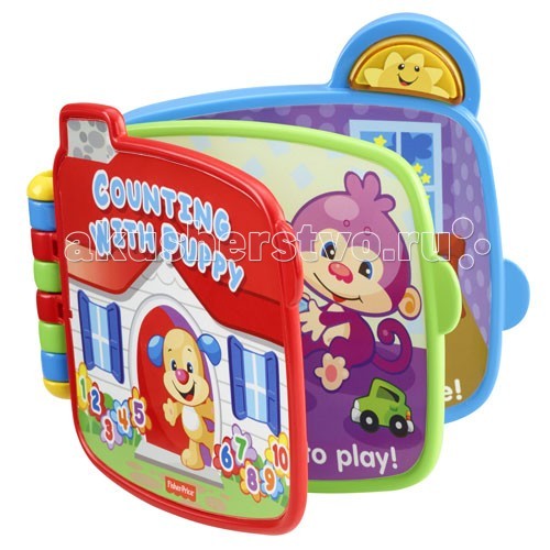Fisher Price Книжка Считаем с ученым щенкомКнижка Считаем с ученым щенком Fisher Price Книжка Считаем с ученым щенкомКнижка Считаем с ученым щенкомFisher Price Книжка Считаем с ученым щенком - с помощью красочной книжки Ваш малыш научится считать от 1 до 10! Чтобы услышать рассказ о приключениях щенка, нужно просто переворачивать страницы! А в процессе игры книжка попросит Вашего малыша посчитать различные предметы! Малыш также может нажать кнопку-солнышко, чтобы увидеть, как оно сияет и танцует во время рассказа. С помощью веселых песенок ребенок легко запомнит названия цветов. Знакомые предметы, цвета и цифры - на каждой странице! Загорающаяся кнопка-солнце мигает во время чтения. Толстые страницы легко переворачивать. Книга полностью русифицирована.<br>