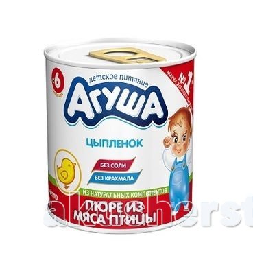 Агуша Мясное пюре Цыпленок 80 гМясное пюре Цыпленок 80 г Агуша Мясное пюре Цыпленок 80 гМясное пюре Цыпленок 80 гМясное пюре Агуша Цыпленок 6% Состав: Мясо цыплят, мука рисовая, масло растительное, вода питьевая. Пищевая ценность: На 100 г продукта: белок – не менее 7,5 г, жир – не более 6,0 г, углеводы – 4,3 г. Калорийность – 101 ккал. Условия хранения: Хранить при температуре от 0°С до +25°С при относительной влажности воздуха не более 75%. После вскрытия продукт хранить в холодильнике не более суток.<br>