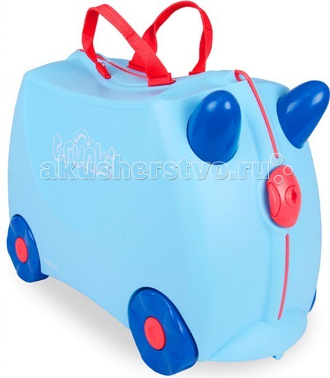 Trunki Чемодан на колесах ДжорджЧемодан на колесах Джордж Trunki Чемодан на колесах ДжорджЧемодан на колесах ДжорджДетский чемодан на колесиках Trunki Джордж сделает путешествие ребенка веселым и комфортным. Чемоданы Trunki сделаны из прочного легкого пластика, что позволяет не только брать их с собой в путешествие, но даже кататься на них! Чемодан Джордж станет прекрасным игровым спутником для малыша. Чемодан выполнен в нежно-голубом цвете. У чемоданчика есть забавные ручки красного цвета в виде рожек, для того, чтобы ребенок мог держаться во время катания. Удобная прочная ручка из текстиля красного цвета позволяет родителям возить чемодан или катать ребенка. Особенности чемодана Trunki Джордж: Прочный легкий корпус с удобным сидением, Широкие устойчивые колеса для перемещения и катания, Прорезиненный мягкий обод вдоль отделений чемодана, Надежный безопасный замок защищает от случайного раскрытия, Специальный ремень с прочными карабинами позволяет легко перемещать чемодан и катать ребенка, Ручки из пластика на корпусе чемодана позволяют ребенку держаться при перемещении. Чемоданы Trunki были созданы в Англии для того, чтобы малыши не скучали во время путешествий. В удобный вместительный чемодан можно заполнить необходимыми вещами, книгами и, конечно же, любимыми игрушками. Широкие устойчивые колеса позволяют не только перемещать чемодан, но и даже покататься на нем. Теперь при ожидании при регистрации или ожидании рейса вашему ребенку точно не будет скучно. Вместительность: 18 литров. Вес чемодана: 1,7 кг. Максимальный вес нагрузки: 45 кг. Все чемоданы Транки позволяют брать их с собой в ручную кладь на борт самолета.<br>