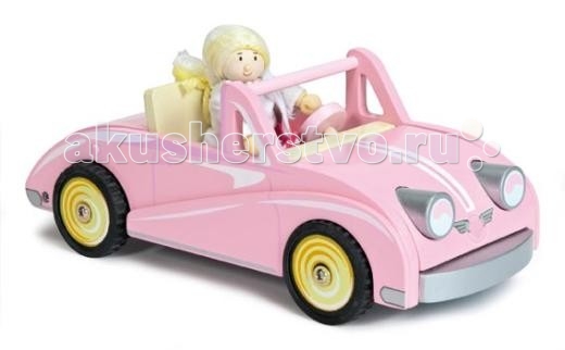 Деревянная игрушка LeToyVan Автомобиль-купе Хлои с куклойАвтомобиль-купе Хлои с куклой Деревянная игрушка LeToyVan Автомобиль-купе Хлои с куклойАвтомобиль-купе Хлои с куклойLeToyVan Автомобиль-купе Хлои с куклой. Симпатичный деревянный розовый автомобиль для девочек от английской компании Le Toy Van.Маленькая куколка в красивом платье за рулем современного купе. Подарочная упаковка. Размер машинки специально продуман для кукол 1:12 или меньше. Длина машинки - 25 см, глубина - 11 см, высота - 10 см. Прекрасно сочетается с тематической игрой в кукольные домики. Купе Хлоэ деревянная машинка сделан из натуральных материалов и окрашен безопасными для детей красками розовый цвет с желтой отделкой свободно ездит на колесиках упакован в подарочную коробку кукла в красивом платье в наборе с машинкой.<br>