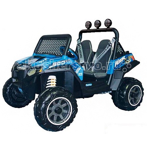 Электромобиль Peg-perego Polaris Ranger RZR 900 Blue OD0084Polaris Ranger RZR 900 Blue OD0084 Электромобиль Peg-perego Polaris Ranger RZR 900 Blue OD0084Polaris Ranger RZR 900 Blue OD0084Polaris Ranger RZR 900 Blue OD0084 Двухместный детский электромобиль, предназначенный для езды как по ровным поверхностям, так и по бездорожью. Этот четырёхколёсный электромобиль от итальянского бренда Peg-Perego является уменьшенной копией известного ATV Polaris. Электромобиль Polaris Ranger RZR 900 оснащён 12-вольтовым аккумулятором, достаточным для питания двух электродвигателей (200 Ватт каждый). Мощности двигателей достаточно для преодоления подъёма уклоном до 17% и езды по пересечённой местности, легко преодолевая ямки, неровности и корни деревьев. Коробка передач трёхступенчатая: 2 передние и 1 задняя. Автомобиль оборудован двумя сиденьями, установленными параллельно, оснащёнными ремнями безопасности. Грузоподъёмность электромобиля достигает 60 кг. Аккумулятор и зарядное устройство входят в комплект. Электромобиль предназначен для детей в возрасте от 3-х лет Два удобных сиденья, оснащённых ремнями безопасности Два ведущих колеса Два двигателя общей мощностью 400 Ватт Максимальная скорость движения 6,5 км/ч Трёхступенчатая коробка передач: 2 вперёд (I — до 3,2 км/ч, II — до 6,5 км/ч) + реверс (до 3 км/ч) Время непрерывной работы аккумулятора при максимальной нагрузке: 37 минут. Габариты электромобиля: 90 х 127 х 88 см Вес: 33 кг<br>