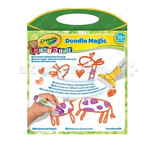 Crayola Doodle magic Дорожный набор для рисованияDoodle magic Дорожный набор для рисования Crayola Doodle magic Дорожный набор для рисованияDoodle magic Дорожный набор для рисованияCrayola Doodle magic Дорожный набор для рисования - всегда удобно брать с собой. Он имеет удобные для переноски размеры, но при этом включает все необходимое для рисования. Уникальность маркеров Doodle Magic в том, что рисунки, сделанные с их помощью, можно удалить с любой поверхности обычной водой. Даже с одежды. А тряпочка и губка, которые тоже входят в набор, заметно облегчат эту задачу. В коробке с набором вы найдете 3 маркера Doodle Magic, а также полотно для рисования. Оно идеально подойдет для рисования и заменит обычную бумагу. Причем использовать эту поверхность можно бесконечное число раз. Рекомендуется для детей от 3 лет.<br>