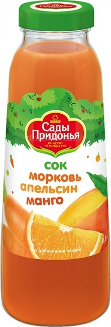 Сады Придонья Сок Морковь, апельсин, манго с 12 мес. 300 млСок Морковь, апельсин, манго с 12 мес. 300 мл Сады Придонья Сок Морковь, апельсин, манго с 12 мес. 300 млСок Морковь, апельсин, манго с 12 мес. 300 млСок Сады Придонья Морковь, апельсин, манго - невероятно вкусный и полезный нектар с мякотью моркови, спелых апельсинов и манго. Сок апельсина богат углеводами, органическими кислотами, азотистыми и минеральными соединениями и микроэлементами, железом и медью, необходимыми при малокровии. Поможет при авитаминозах, усталости и упадке сил. Морковный нектар является средством улучшения зрения, имеет заживляющий эффект, повышает сопротивляемость организма к инфекционным заболеваниям. Манго богато каротином, витаминами Е и D, аскорбиновой кислотой, магнием, калием, натрием. Рекомендуется давать детям начиная с 0.5 чайной ложки два раза в день, постепенно доходя до 100 мл в сутки. Не содержит сахара, консервантов, красителей и других искусственных добавок. Состав: морковное пюре, апельсиновый сок, манговое пюре. Для детей с 12 месяцев. Изготовлено из концентрированных соков и пюре. Без сахара, красителей, ароматизаторов, консервантов, ГМО. Пищевая ценность 100 г продукта: углеводы - 10 г, калий - 70-300 мг. Энергетическая ценность 100 г продукта: 40 ккал. Сегодня Сады Придонья - широко известный производитель свежих фруктов и овощей, соков и детского питания. Ассортимент насчитывает порядка 170 наименований соков, нектаров и пюре для детского питания, выпускаемых под торговыми марками Сады Придонья, Золотая Русь, Мой и Спеленок.<br>