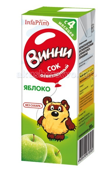 Винни Сок осветленный Яблоко 200 млСок осветленный Яблоко 200 мл Винни Сок осветленный Яблоко 200 млСок осветленный Яблоко 200 млСок осветленный Винни Яблоко Особенности: Без добавления сахара - только натуральная сладость фруктов Не содержит консервантов, красителей, ГМО Состав: Изготовлен из концентрированного яблочного сока Объем: 0.2 л<br>