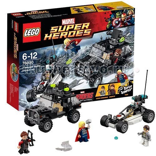 Конструктор Lego Super Heroes 76030 Лего Супер Герои Гидра против МстителейSuper Heroes 76030 Лего Супер Герои Гидра против Мстителей Конструктор Lego Super Heroes 76030 Лего Супер Герои Гидра против МстителейSuper Heroes 76030 Лего Супер Герои Гидра против МстителейКонструктор Lego Super Heroes 76030 Лего Супер Герои Гидра против Мстителей Конструктор Lego Super Heroes собирается из 220 деталей, включает 3 минифигурки. Набор создан по мотивам комиксом Мстители: Эра Альтрона. Тор и Соколиный Глаз преследуют приспешника Гидры в зимних лесах Соковии. В их распоряжении - супер-автомобиль Мстителей, способный преодолеть любые препятствия. Он оснащен маневренными ракетами с функцией стрельбы, закрепленных на вращающейся турели, и кабиной, рассчитанной на 2 минифигурки. В комплект входит деталь супер-джампер. В комплекте 3 минифигурки: Соколиный Глаз, Тор, приспешник Гидры Автомобиль Мстителей оснащен двумя ракетами с функцией стрельбы и вращающейся пушкой В набор входит деталь супер-джампер. Количество деталей: 220 шт.<br>