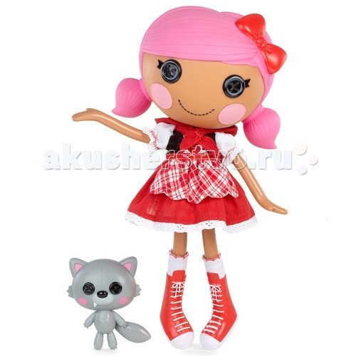 Lalaloopsy Красная шапочкаКрасная шапочка Lalaloopsy Красная шапочкаКрасная шапочкаКукла Lalaloopsy Красная шапочка - имитация тряпичной куколки. Необычная и яркая кукла в наборе с забавным питомцем. У каждой из них своя уникальная история. Руки и ноги на шарнирах, коробка в виде домика для куклы. Родилась 18 мая в День внимания к бабушкам. Эта милая куколка сшита из красной шапочки одной известной сказочной героини. Она всегда носит яркую одежду, любит заводить новых друзей и устраивать с ними пикники в лесу. Её питомец, как ни странно, серенький волчок, и, на удивление всем лесным зверятам, она с ним отлично ладит. Высота игрушки: 32 см<br>