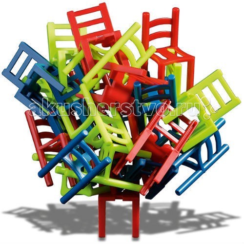 Trefl Игра MistakosИгра Mistakos Trefl Игра MistakosИгра MistakosРазвивающая игрушка Trefl Игра Mistakos - это необычное развлечение, тренирующее пространственное мышление, логику, стратегические способности ребенка. А, кроме того, это невероятно весело и подходит для игры в любой компании!! В новой игре от Trefl вы найдете 24 разноцветных ярких стула (8 зеленых, 8 синих и 8 красных). Их необходимо водружать друг на друга. На столе может стоять только один стул, все остальные нужно размещать так, чтобы их ножки не касались стола. Поначалу игра кажется очень легкой, пока противник не начинает делать ходы, которые осложняют вам жизнь. Стоит сделать неверный ход, как башня из стульев обвалится. Вы забираете себе все упавшие во время вашего хода стулья (еще один вариант игры предусматривает начисление штрафных очков по количеству упавших стульев). Победителем становится тот, кто первым избавился от своей мебели (либо набравший минимальное количество штрафных очков по итогов нескольких раундов). В коробке: 24 стула, инструкция к игре. Количество игроков: 1-3 Продолжительность партии: 10 минут<br>