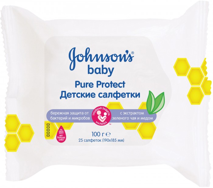 Johnson’s Baby Pure Protect Влажные салфетки 25 шт.Pure Protect Влажные салфетки 25 шт. Johnson’s Baby Pure Protect Влажные салфетки 25 шт.Pure Protect Влажные салфетки 25 шт.Новые детские влажные салфетки Johnson’s Baby Pure Protect™ это удобный способ эффективно очистить и защитить руки, лицо и тело ребенка от грязи и микробов где бы вы ни находились, оставаясь максимально нежными для кожи вашего ребенка. Детские влажные салфетки Johnson’s Baby Pure Protect™ пропитаны нашим уникальным увлажняющим лосьоном с формулой Нет Больше Слез®, который обогащен натуральными ингредиентами, включая экстракт зелёного чая. Идеальны для ежедневного применения. Они настолько деликатны, что могут использоваться для всего тела ребенка и даже для чувствительной кожи вокруг глазок. Гипоаллергенны. Формула создана для сведения к минимуму риска аллергии. Без мыла и спирта.<br>