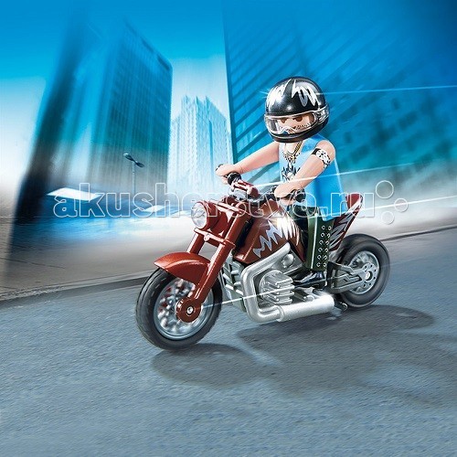 Конструктор Playmobil Коллекция мотоциклов: Коричневый мотоциклКоллекция мотоциклов: Коричневый мотоцикл Конструктор Playmobil Коллекция мотоциклов: Коричневый мотоциклКоллекция мотоциклов: Коричневый мотоциклКоллекция мотоциклов: Коричневый мотоцикл Коллекция мотоциклов: Коричневый мотоцикл обязательно понравится ребенку. Красивые игровые наборы Playmobil помогут в создании настоящего гоночного соревнования. Прочная вилка мотоцикла заканчивается колесом с широкой шиной. Сверху над колесом расположено коричневое крыло, а впереди находится круглая фара. Руль прочный и удобный. Бак расписан зигзагом белого цвета. Мотор и патрубки серебристые. Сидение у мотоцикла рассчитано на одного человека. Заднее колесо закреплено на прочной раме. На мотоцикле сидит гонщик-мотоциклист в шлеме, на нем надета синяя безрукавка, а на руке находится железный обруч. Ноги байкера обуты в кожаные туфли. Конструкторы включают большой коричневый мотоцикл и фигурку байкера. Ребенок может придумать интересные соревнования или просто катать мотоцикл с седоком по улицам городка. Скоростной мотоцикл домчит мотоциклиста в любой район быстро и с ветерком. С мотоциклом можно совершать разные трюки и участвовать в спортивных соревнованиях, показывая фигуры высшего мастерства. Игрушка от Playmobil учит ребенка сосредотачиваться на одном предмете. Во время игры у крохи разовьется образное мышление и воображение, внимание и логика. Ребенок придумает много увлекательных игровых моментов. Покупать коричневый мотоцикл рекомендуется детям от 4 лет. Продукция сертифицирована, экологически безопасна для ребенка, использованные красители не токсичны и гипоаллергенны.<br>