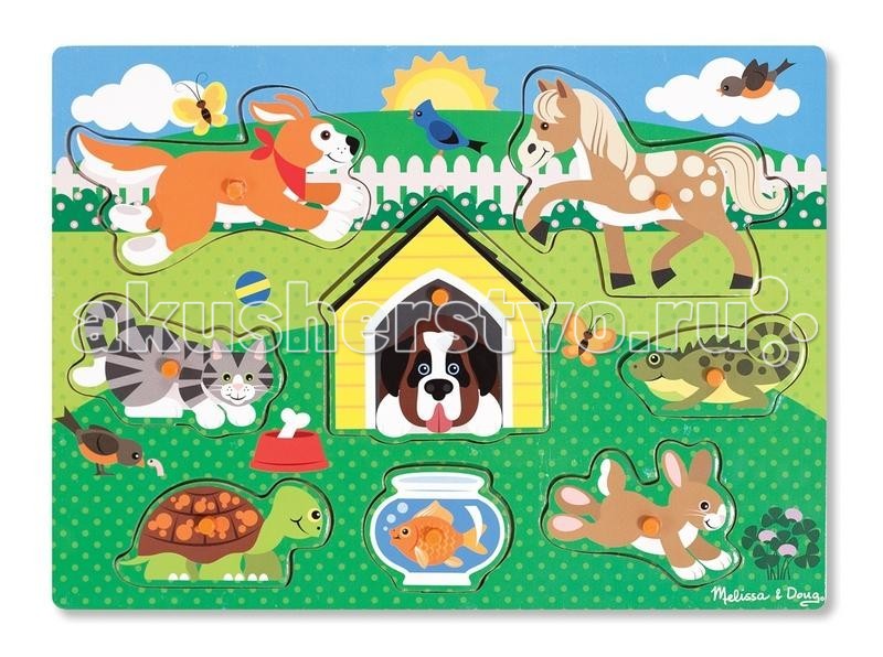 Melissa & Doug Мои первые пазлы Домашние животныеМои первые пазлы Домашние животные Melissa & Doug Мои первые пазлы Домашние животныеМои первые пазлы Домашние животныеMelissa & Doug Мои первые пазлы Домашние животные - познакомит малыша с домашними животными. Каждый элемент имеет деревянную ручку. Соответствующие картинка появляются под каждым элементом. Компания Melissa&Doug придерживается самых высоких стандартов качества и безопасности детских образовательных продуктов для детей. Melissa & Doug - это один из ведущих брендов деревянных игрушек, используемые компанией покрытия и красители нетоксичны.<br>