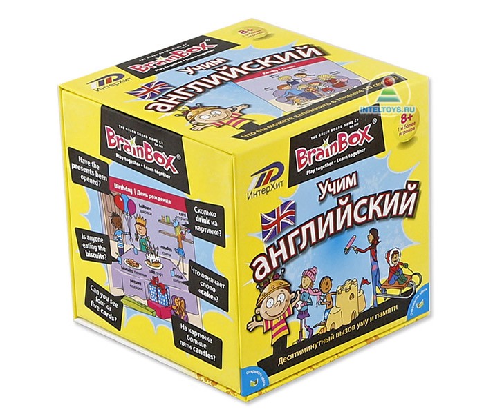 BrainBox Сундучок знаний Учим АнглийскийСундучок знаний Учим Английский BrainBox Сундучок знаний Учим АнглийскийСундучок знаний Учим АнглийскийСундучок знаний BRAINBOX 90752 Учим Английский. В каком возрасте лучше всего начинать изучение иностранного языка? Лучше всего с самого детства! Но просто так заставить детей выучить иностранные слова практически невозможно. Да и если заставить их это сделать, то результата не будет практически никакого. Но все же есть выход ! Настольная игра BrainBox Сундучок знаний. ABC станет первым учителем английского языка для ребенка! В увлекательном игровом процессе дети, да и родители получат возможность запомнить более 560 слов и 350 словосочетаний и предложений в доступной форме. Изучаем английский играя! Как играть: Для одного игрока Переверните песочные часы и изучите картинку в течение десяти секунд Переверните карточку и бросьте кости. Например, если Вам выпала цифра два, отвечайте на второй вопрос Если вы правильно ответили на вопрос, оставьте карточку себе Если вы ошиблись, верните карточку в коробку Посчитайте, сколько карточек у вас набралось через 10 минут. Для двух и более игроков Если вы младший из игроков, достаньте карточку из коробки. Переверните песочные часы и в течение 10 секунд внимательно изучите картинку на карточке Передайте карточку другому игроку и бросьте кости. Ответьте на выпавший вам вопрос например, если выпала цифра два, вы отвечаете на второй вопрос. Другой игрок проверяет правильность вашего ответа по картинке. Если ответ верен, то вы забираете карточку себе. Если — нет, то вы возвращаете ее в коробку, и теперь уже следующий игрок выбирает карточку из коробки. Побеждает тот игрок, у которого через 10 минут соберется наибольшее количество карточек. Помните! Все ответы на вопросы размещены на картинке, поэтому смотрите внимательно! Результат: Развитие зрительной памяти! Улучшение концентрации внимания! Познания в разных областях! Приятно проведенное время! В набор входят: 55 карточек 1 карточка с инструкцией Песочные часы; 1 Кость. Количество игроков: от 1 до 6 игроков. Время игры: 10 - 30 минут.<br>