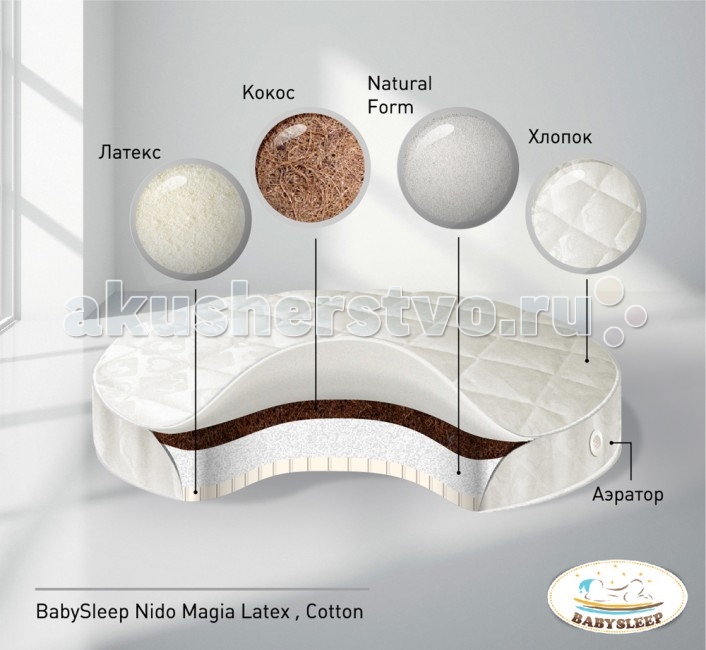 Матрас Nuovita BabySleep Latex Cotton в колыбель 75x75 смBabySleep Latex Cotton в колыбель 75x75 см Матрас Nuovita BabySleep Latex Cotton в колыбель 75x75 смBabySleep Latex Cotton в колыбель 75x75 смСостав матраса: • Чехол из хлопкового жаккарда Bumatex (Италия) • Кокосовая плита производства фабрики TUS KO-SI (Словения) • Блок Natural Form фабрики Gomma Gomma (Италия) • Латекс фабрики Latexco (Бельгия) • Аэраторы (Италия) • Технология соединения слоев Hot-Melt (Италия) • Высота матраса 10 см Детские матрасы Baby Sleep – это сочетание полувекового опыта европейской педиатрии для здорового сна с последним словом инновационных технологий. Чехол матраса изготовлен из высококачественного хлопкового жаккарда с высокой плотностью плетения нити фабрики Bumatex (Италия). Ткань очень прочная, имеет гипоаллергенную и антистатическую пропитку. Основа матраса – блок Natural form, он получен путем вспенивания материала высокой плотности и очистки не химическими реагентами, загрязняющими природу, а только водой. В результате такой обработки материал очищается, приобретая специфическую пористую внутреннюю структуру, а вместе с ней – идеальную воздухопроводимость и гигиеничность. Natural form – это упругий гипоаллергенный материал нового поколения, не впитывающий запахи. Латекс фабрики Latexco (Бельгия) – природный пористый материал, производимый из вспененного сока каучукового дерева гевеи. В результате специальной обработки латекс приобретает микропористую структуру, подобную строению пчелиных сот, с заполненными воздухом ячейками. Благодаря высокой эластичности латекс идеально адаптируется к форме тела во время сна. В отличие от искусственного продукта, натуральный латекс обеспечивает абсолютную внутреннюю вентиляцию и поддержание стабильного температурного режима. Уникальные органические свойства натурального латекса исключают появление в нем пылевых клещей. Натуральный латекс не вызывает аллергических реакций и не способствует развитию астмы. В матрасе используются экологически чистые кокосовые плиты производства фабрики TUS KO-SI (Словения). Это натуральный материал растительного происхождения, состоящий из пропаренных волокон оболочки кокосового ореха и пропитанных натуральным латексом. Кокосовое волокно придает матрасу необходимую жесткость, обеспечивает естественную вентиляцию, гигиеничность и гипоаллергенность. Наполнители матраса скреплены по технологии последнего поколения Hot Melt (без использования вредных растворителей). Hot Melt – горячий нетоксичный клей на основе смолы, он создает сверхпрочное сцепление. Данная технология соответствует мировым и европейским стандартам. Необходимый уровень вентиляции в матрасе обеспечивают итальянские аэраторы (вентиляционные воздушные отверстия). Аэраторы способствуют комфортному сну ребенка и увеличивают долговечность матраса.<br>