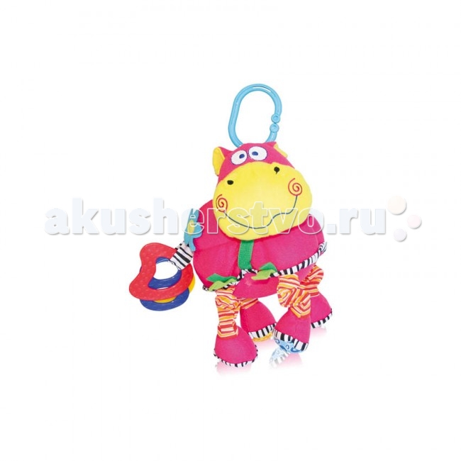 Подвесная игрушка Bertoni (Lorelli) Бегемот вибро смехБегемот вибро смех Подвесная игрушка Bertoni (Lorelli) Бегемот вибро смехБегемот вибро смехЯркая и милая игрушка с вибрацией Бегемот станет вашим незаменимым помощником во время прогулок с ребенком. Сочные цвета, разнообразная текстура и наполнители подвески надолго захватят внимание вашего малыша. Эта забавна игрушка поможет не просто развлечь ребенка, но и развить различные навыки. Особенности: универсальный зажим позволяет легко крепить игрушку к коляскам, а также к детским кроваткам, развивающим коврикам и автомобильным креслам игрушка вибрирует при растягивании и раздается смех подвеска изготовлена из материалов различной текстуры, что положительно воздействует на тактильные ощущения вибрация, которую издает подвеска, развивает мелкую моторику и двигательные навыки насыщенные цвета игрушки способствуют развитию цветового восприятия ребенка<br>